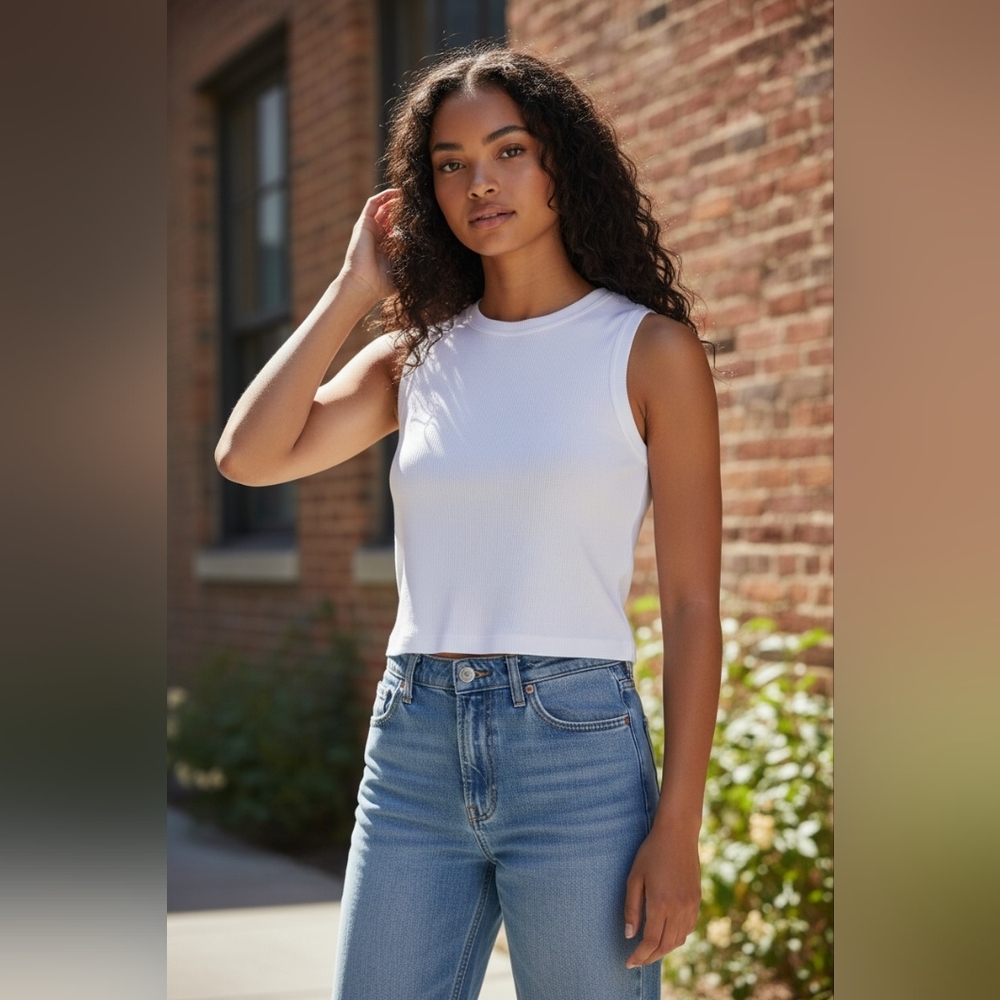ZARA White Sleeveless Knit Tank Top - Women Size Small#36